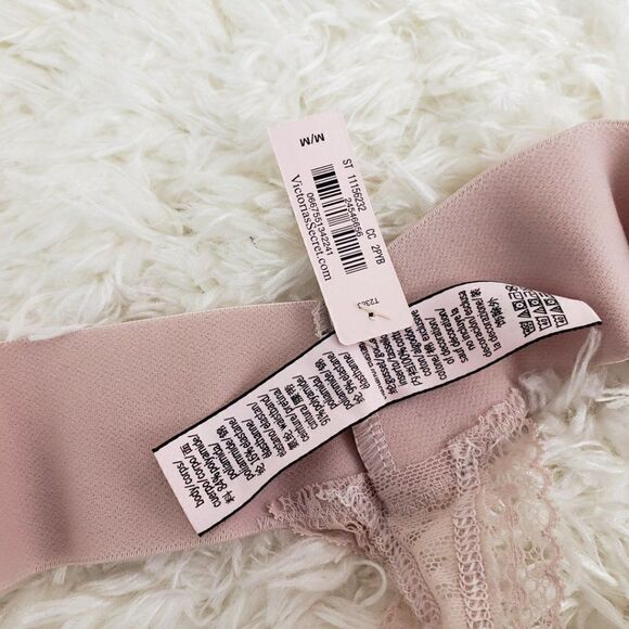 VS Brown Gold Lace Mesh high leg THONG MEDIUM - Picture 4 of 4